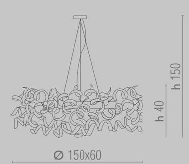 Lustre 12 lampes design Metal Lux Astro Chrome Verre 206.540.03