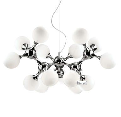 Lustre 15 lampes design Ideal lux Nodi Chrome Métal 082073