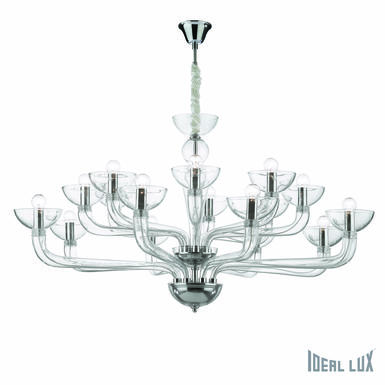 Lustre 16 lampes design Ideal lux Casanova Transparent Verre 044248