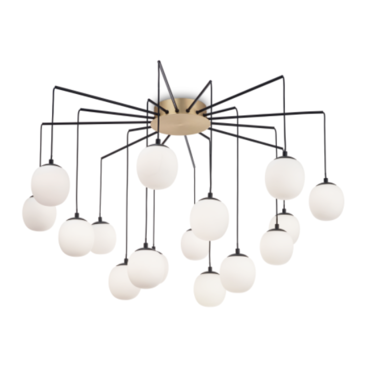 Lustre 16 lampes design Ideal lux Rhapsody Noir Métal 236964