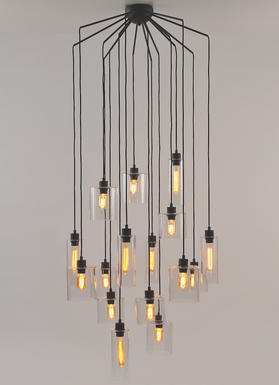 Suspension Ilo-Ilo Ø 87 cm - 16xE27 - Noir - Métal / Verre - Market Set - 590389