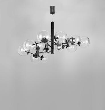 Lustre 16 lampes design Metal Lux Global Noir Métal 262.800.03