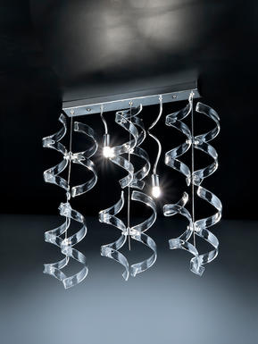 Lustre 2 lampes design Metal Lux Astro Chrome Verre 206.232.01