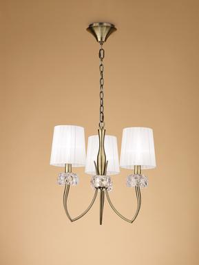 Lustre 3 lampes classique Mantra Loewe Antique Métal 4733