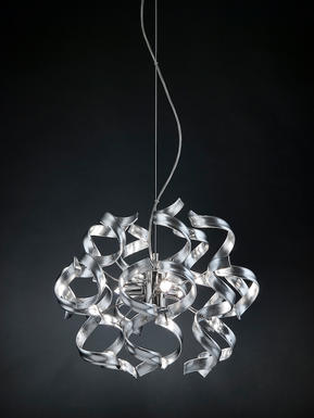 Lustre 3 lampes design Metal Lux Astro Chrome Verre 206.140.15