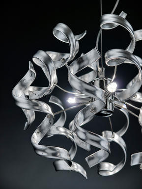 Lustre 3 lampes design Metal Lux Astro Chrome Verre 206.140.15