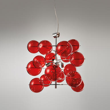 Lustre 3 lampes design Metal Lux Atom Chrome Métal 255.140.04