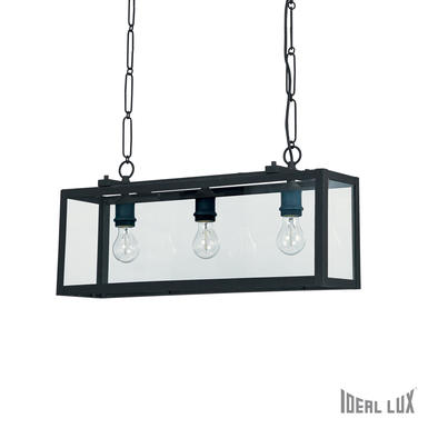 Lustre 3 lampes industriel Ideal lux Igor Noir Métal 092881