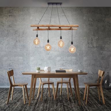 Lustre 4 lampes design Leuchten Direkt Edgar Noir Bois 15025-18 – Lustres  industriels chez Luminaires Online