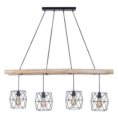 Suspension Edgar - 4xE27 - Noir-Bois - Leuchten Direkt -15036-18