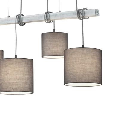 Lustre 4 lampes design Trio Padme Gris Métal - Tissus R30364007