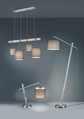 Lustre 4 lampes design Trio Padme Gris Métal - Tissus R30364007