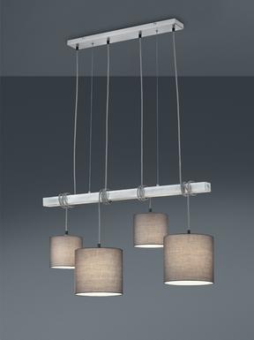 Lustre 4 lampes design Trio Padme Gris Métal - Tissus R30364007