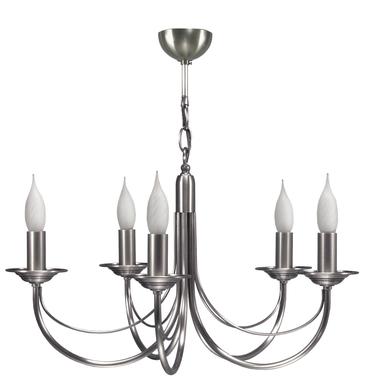 Lustre 5 lampes classique Cvl Chatelet Nickel Nickel satiné Laiton massif LUCHAT5NI