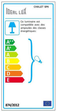 Lustre 6 lampes design Ideal lux Chalet Beige Résine imitation bois 115498