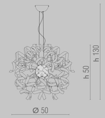 Lustre 6 lampes design Metal Lux Astro Chrome Verre 206.150.02