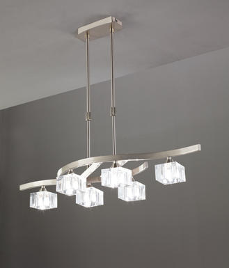 Lustre 6 lampes design télescopique Mantra Cuadrax Nickel mat Métal 1115