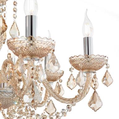 Lustre 8 lampes classique Ideal lux Rose Ambre Verre 166889