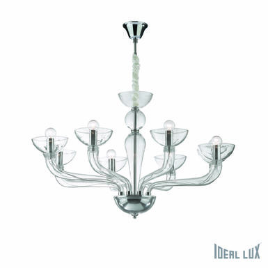 Lustre 8 lampes design Ideal lux Casanova Verre 044255