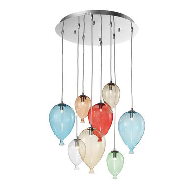 Lustre 8 lampes design Ideal lux Clown Multicolore Métal 100944