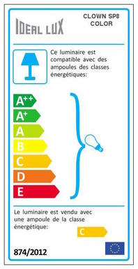 Lustre 8 lampes design Ideal lux Clown Multicolore Métal 100944