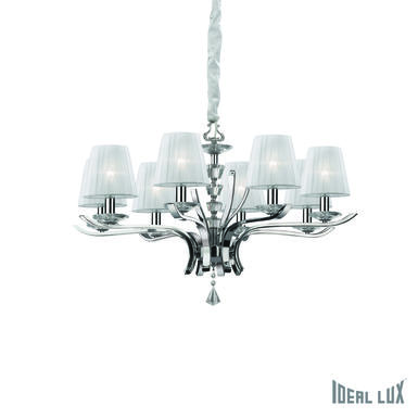 Lustre 8 lampes design Ideal lux Pegaso Chrome Métal 059242