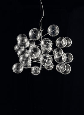 Lustre 8 lampes design Metal Lux Atom Chrome Métal 255.180.01