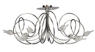 Lustre niobe nickel - Cvl - Ø 85 cm - 9xG9 - Nickel satiné - LUMORP9NIL600C