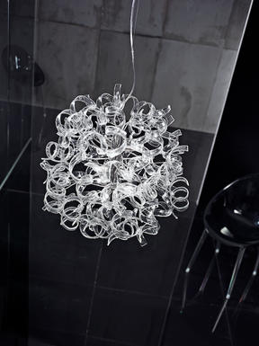 Lustre 9 lampes design Metal Lux Astro Chrome Verre 206.170.01