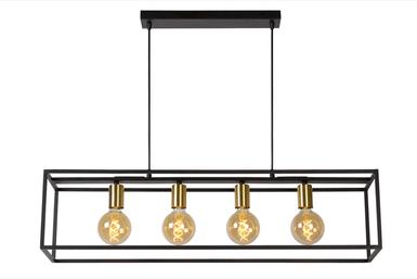 Suspension industrielle RUBEN - 4xE27 - Noir Métal - Lucide - 00424/04/30