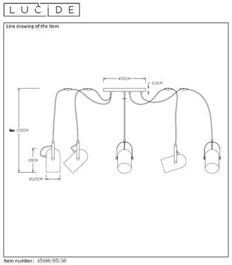 Suspension SWAPP - 5xE27 -  Noir / Métal - Lucide - 45466/05/30