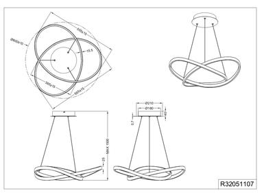 Lustre led Trio Course Gris Métal R32051107