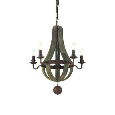 Lustre montagne 5 lampes design Ideal lux Millennium Antique Bois 129921