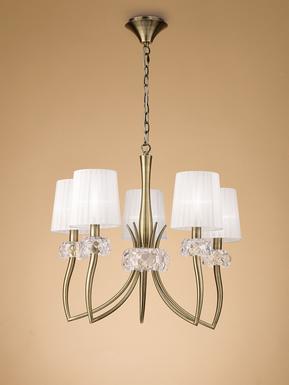 Lustres 5 lampes classique Mantra Loewe Antique Métal 4731