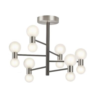 Lustre WOOL - Cvl - Ø 59 cm - 12xG9 - Graphite et Nickel - LUWOOL12SNSGDE