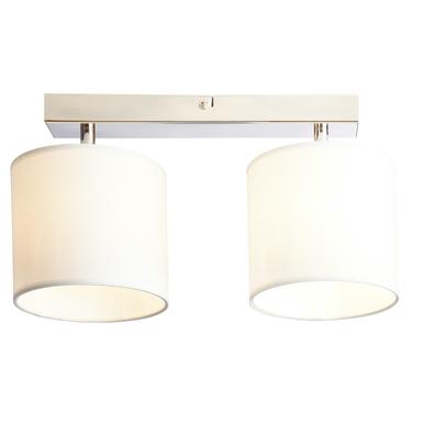 Plafonnier 2 lampes design Brilliant Chrome Métal - Tissus G85029/05