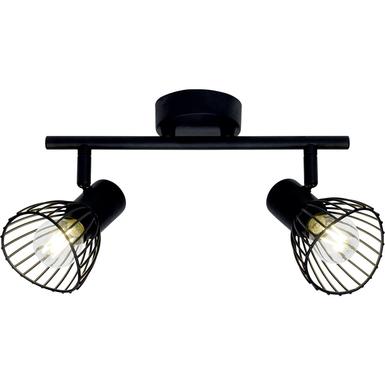 Plafonnier 2 lampes design Brilliant Elhi Noir Métal 71913/06