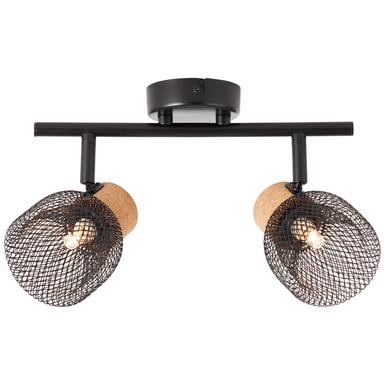 Plafonnier 2 lampes design Brilliant Flaka Noir Métal 82613/06