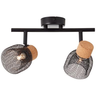 Plafonnier 2 lampes design Brilliant Flaka Noir Métal 82613/06