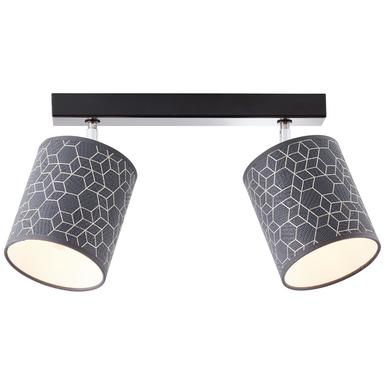 Plafonnier 2 lampes design Brilliant Galance Noir Métal - Tissus 86813/06