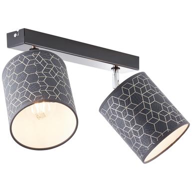 Plafonnier 2 lampes design Brilliant Galance Noir Métal - Tissus 86813/06