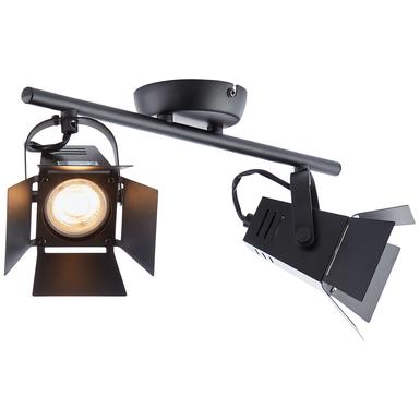 Plafonnier 2 lampes design Brilliant Movie led Noir Métal G08913/76