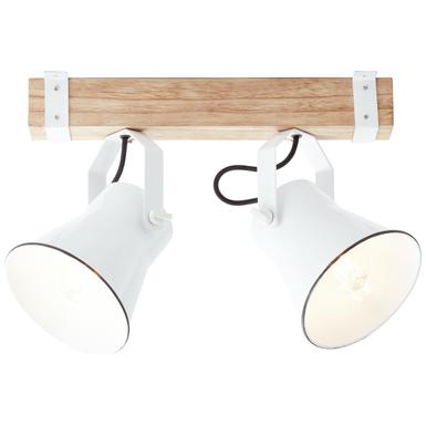 Plafonnier 2 lampes design Brilliant Plow Blanc Bois 82129/05