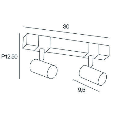 Plafonnier 2 lumières design Corep Aalto Noir Bois 656546