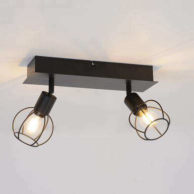 Plafonnier 2 lumières design Corep Owen Noir Métal 656108