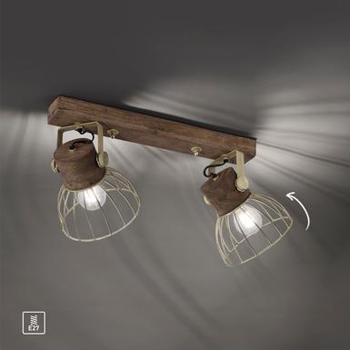 Plafonnier 2 lumières design Leuchten Direkt Alami Laiton Métal 11487-60