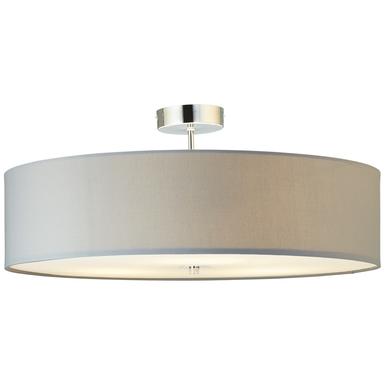 Plafonnier 3 lampes design Brilliant Andria Gris Métal - Tissus 93522/22