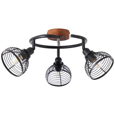 Plafonnier 3 lampes design Brilliant Avia Noir Bois 47733/76