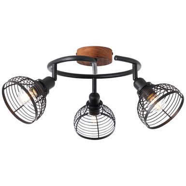 Plafonnier 3 lampes design Brilliant Avia Noir Bois 47733/76