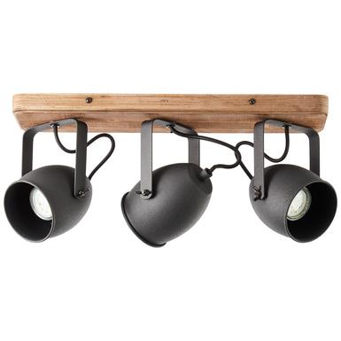 Plafonnier 3 lampes design Brilliant Crowton Noir Bois 47330/76